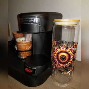24oz 'Pray Always' Vibrant Yellow & Orange Glass Tumbler Sunflower Design